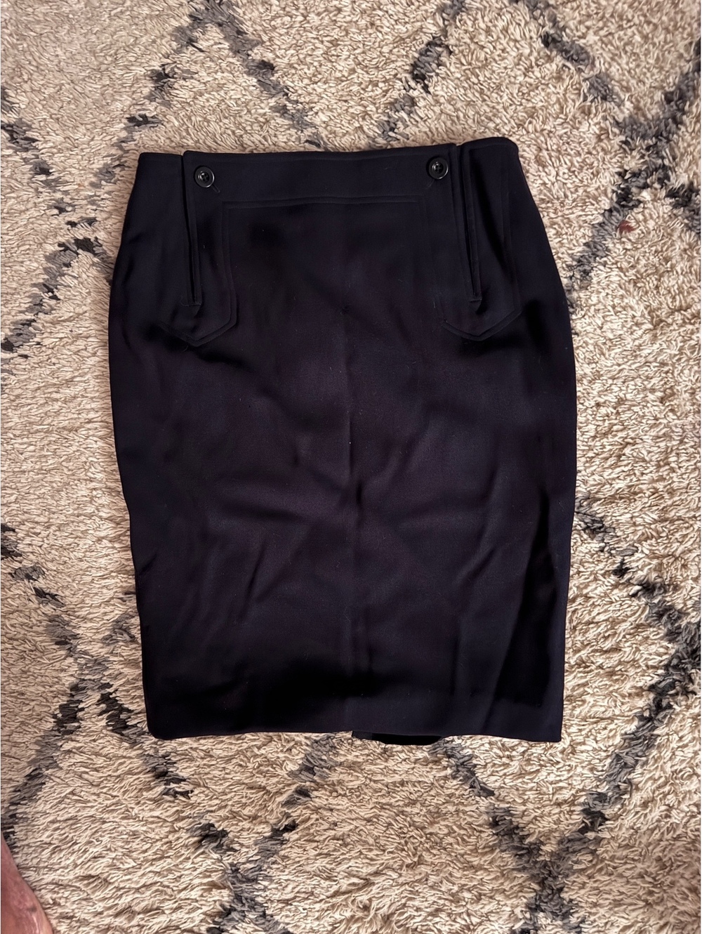 Vintage Ralph Lauren Black Wool Pencil Skirt Size 8 Made in USA